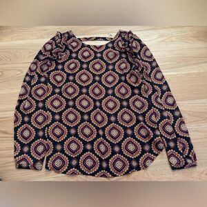 LOFT Print Blouse Top Medium M